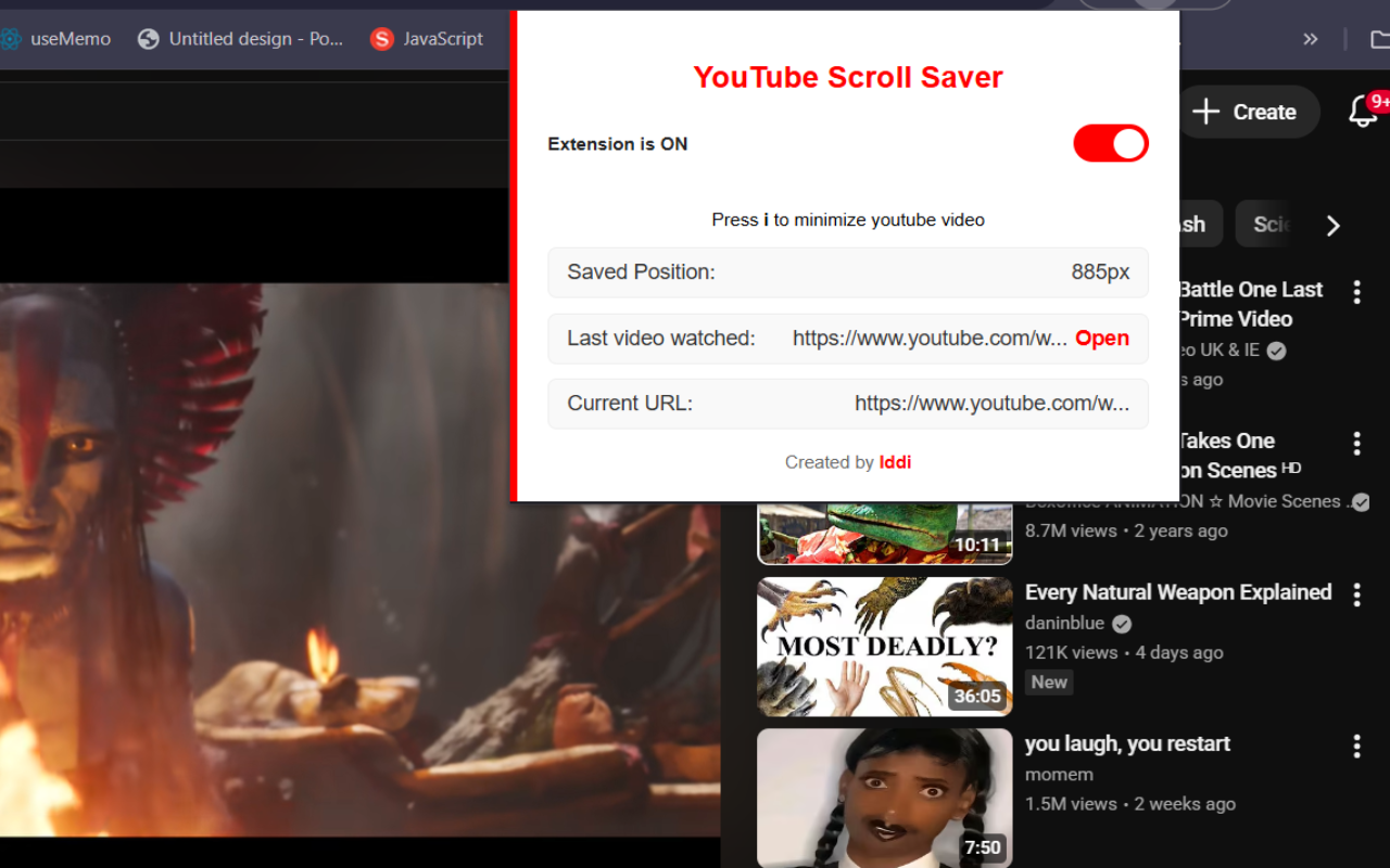 YouTube scroll saver